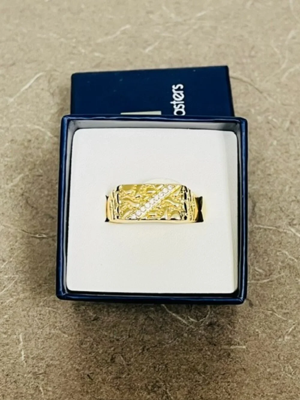14 KT GOLD PLATED DESIGNER DIAMOND NUGGET RING SIZES 10